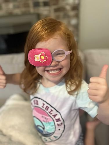 2Pcs Eye Patches for Kids | Girls Eye Patch for Glasses | Medical Eye Patches for Children with Lazy Eye | Amblyopia Eye Patch for Toddlers to Cover Either Eye (Pink Flower & Blue Icecream) - view 2