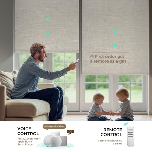 Motorized Blinds with Remote, Blackout Smart Roller Shades - view 2