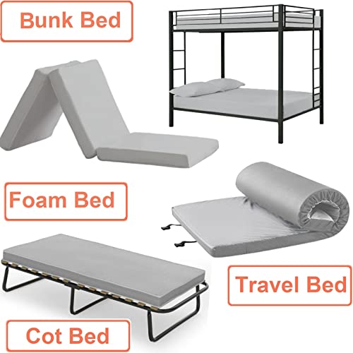 Jersey Knit Cot Fitted Sheet 75" x 33" with 8" Deep Pocket and 20” x 30” Pillow Case, Suitable for Bunk Beds, Camping, RVs, Folding Beds - Soft, Breathable, Flexible – White - view 4
