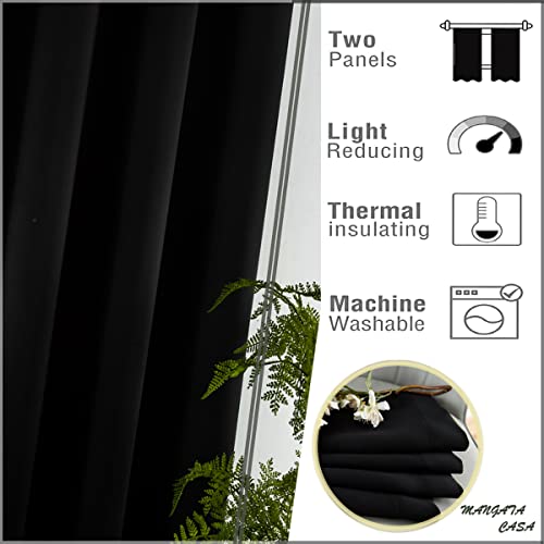 Black Blackout Curtains Grommet 2 Panels for Bedroom-Window Curtain Panel for Living Room-Darkening Thermal Drapes (Black, 52x96inch) - view 2