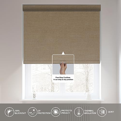 Blackout Roller Shades for Windows, Beige, Custom Size - view 5
