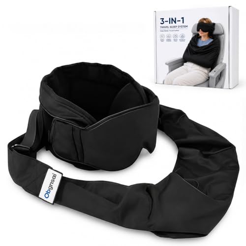 3-in-1 Travel Sleep System, Travel Pillow, Airplane Seat Sleeper (M Size)