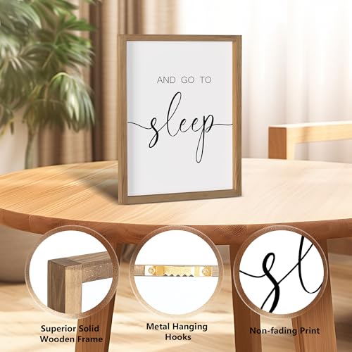 Give It to God and Go to Sleep Sign Set of 3 Above Bed Wall Decor Farmhouse Bedroom Decor Wood Framed Art Rustic Master Bedroom Essentials Home Decoration (Brown, 11”x14”) - view 4