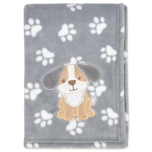2 Pack Embroidered Playful Soft Plush Fleece Throw Blankets for Newborns, Infants, Toddlers for Sleep, Cuddling, Swaddling (Puppies, 40”x 30" W) - view 3