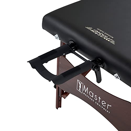 Master Massage Newport Portable Massage Table Package with Denser 2.5" Cushion, Walnut Stained Hardwood, Steel Support Cables, Pillows & Accessories, Black, 30" - view 4