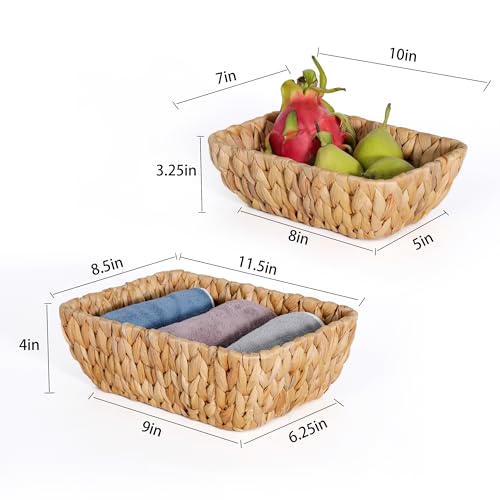 Small Wicker Baskets for Organizing 2 Pack, Hand Woven Baskets for Storage, Towels and Toilet Paper Organization, Woven Gift Basket,Countertop Baskets Set for Organizing - view 5