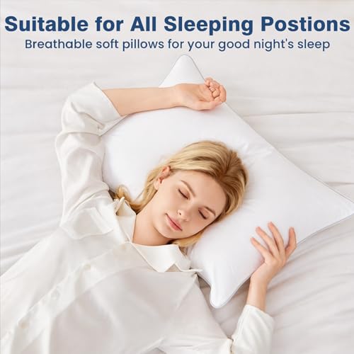 Pillows Standard Size Set of 4, Hotel Quality Bed Pillows for Sleeping 4 Pack, Cooling Pillows for Side Back and Stomach Sleepers, Down Alternative Soft Pillows with 100% Organic Cotton Shell, 18"x26" - view 6