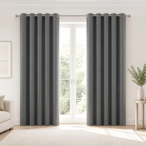 100% Blackout Curtains 72 Inch Long for Bedroom with Black Liner