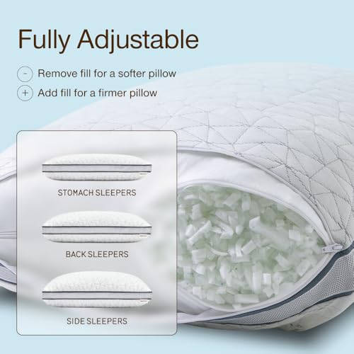 Eden Bed Pillow Queen Size for Sleeping on Back, Stomach and Side Sleeper- Medium Soft Memory Foam Cooling Gel - CertiPUR-US/GREENGUARD Gold - view 2