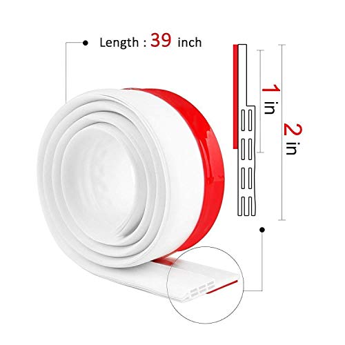 Door Draft Stopper Under Door Sweep for Exterior & Interior Doors, Weather Stripping Door Seal, Strong Adhesive Door Sweep Soundproof Weather Stripping, 2" W x 39" L, White - view 3
