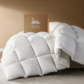 Goose Down Fiber Comforter King Size – All Season Naturally Breathable Down Comforters, Luxury Hotel Collection Duvet Insert with 8 Corner Tabs, Cotton Fabric & Baffle Box (White,65oz Fill)
