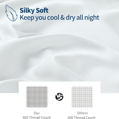Bamboo Viscose Zipper Pillow Cases Standard Size 2 Pack, 400 Thread Count - view 2