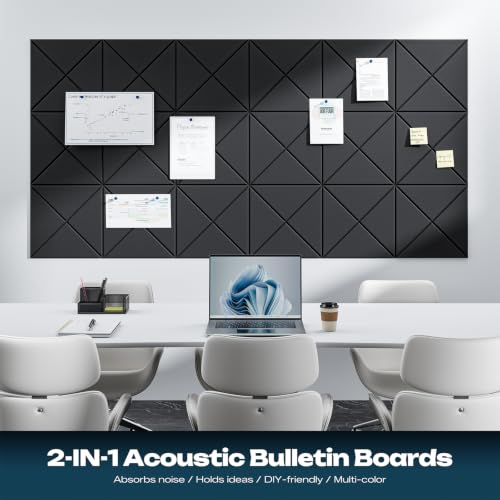 12 Pack X-Lined Acoustic Panels with Self-Adhesive, 12"X 12"X 0.4" Sound Proof Foam Panels, Decorative Soundproof Wall Panels, Sound Absorbing Tile for Home & Offices, Black - view 3