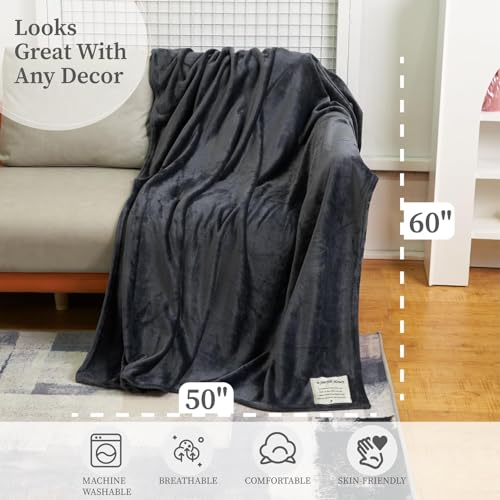 Memorial Sympathy Gifts Blanket - In Heartfelt Memory, Condolence Gifts for Loss of Loved One, Bereavement Gifts, Comfort Healing Fleece Throw for Women, Grief Gift Funeral (50” x 60” Dark Gray) - view 4