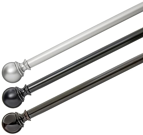 Adjustable Curtain Rod for Windows with Round Finials, 1-Inch Rod, 36" to 72", Black, 1-Pack - view 5