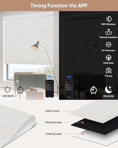 Motorized Blinds with Remote, APP, Voice Control - 100% Blackout - view 5