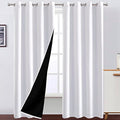 100% Blackout Curtains 52 x 84 Inches Long Thermal Insulated White Curtains with Black Liner Set of 2 Panels for Nursery Room
