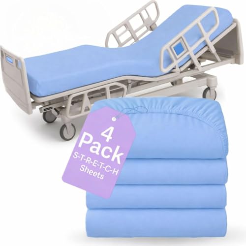 4 Pack Fitted Hospital Bed Sheets for Home Use, 36 x 84 x 12