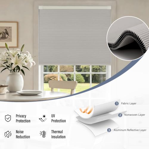 No Drill Cordless Blackout Cellular Shades, Custom Size, Linen - view 6
