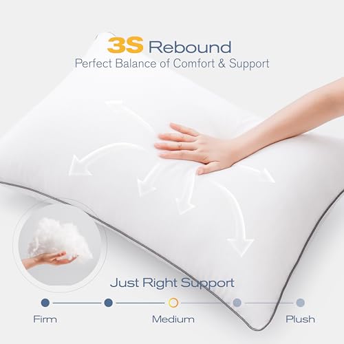 Pillows Standard Size Set of 4, Ultra Thick Down Alternative Bed Pillows,Cooling Hotel Quality Standard Pillow for Back, Stomach or Side Sleepers, Machine Washable(White,4 Pack) - view 5