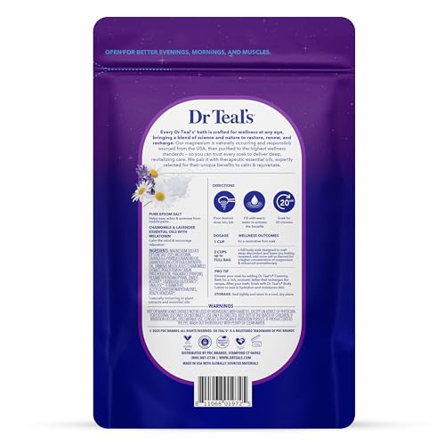 Epsom Salt Magnesium Soak, Sleep Blend with Melatonin, Lavender & Chamomile Essential Oils, 3 lbs - view 2