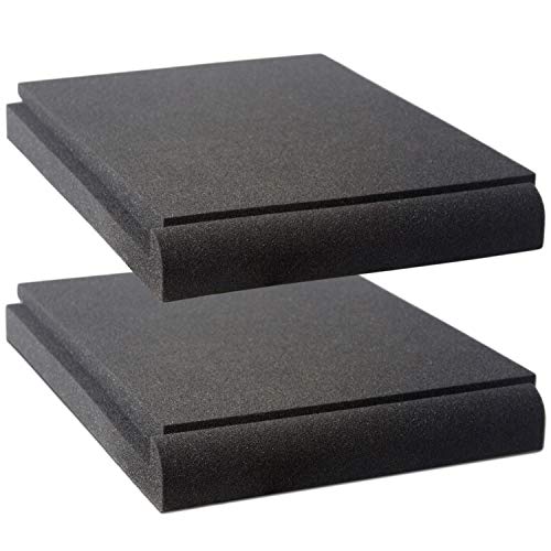 Studio Monitor Isolation Pads - Suitable for 6.5"- 8" inch Speakers - Large Isolation Pads Fit Most Desktops - High-Density Acoustic Isolation Foam - Angled Speaker Foam Stand - 2 Speaker Pads