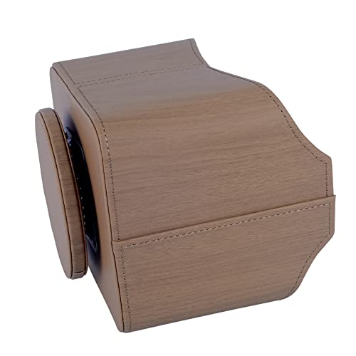 Leather Remote Control Holder/Caddy 360 Degree Rotating, Desk Organizer for TV Remote Controllers,Pen,Calculator,cell phone,gadget storage box,Nightstand Decoration(Light wood grain) - view 5