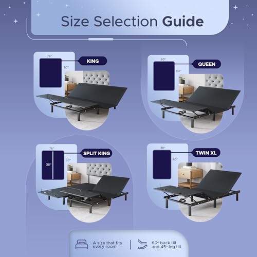 Celestial Aurora Adjustable Bed Base (Frame) + 12 inch Gel Memory Foam Mattress (Medium Soft), Easy Assembly, Head and Foot Lift, Zero Gravity, Memory Positions, CertiPUR-US Bed - TwinXL - view 7