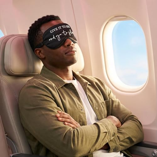 Sleep Mask Set of 2, “Give It to God and Go to Sleep” Comforting Embroidered Eye Mask, Adjustable Soft Sleeping Mask for Men Women, Blindfold to Let Go of Worries and Sleep Peacefully (Black&Pink) - view 6