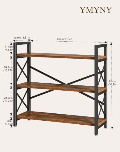 Bookcase, Bookshelf, Elegant X-Shaped Structure, Rustic Brown HBC026H - view 3