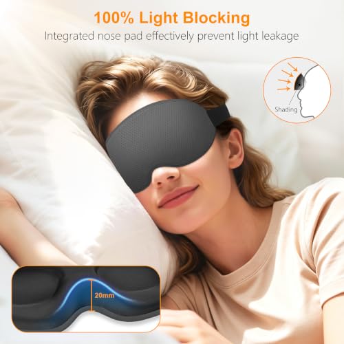100% Blackout Sleep Eye Mask for Side Sleeper Men Women, Zero Eye Pressure 3D Contoured Cup and Eyelash Friendly Sleeping Mask, Ergonomic-Dark Grey - view 2