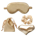 Golden Silk Sleeping Mask 4pcs Set with Hairband, Hair Tie Xmas