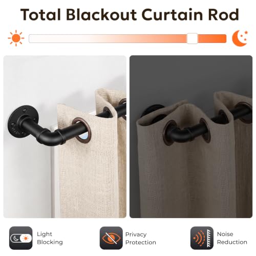 Curtain Rods 72-144 Inch, 1 Inch Industrial Black Curtain Rod - view 4
