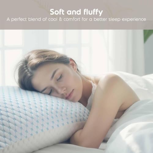 Cooling Pillow, Shredded Memory Foam Pillows King Size Set of 2, Gel Infused Cool Pillow, Adjustable King Size Pillow for Sleeping, Breathable King Pillow, Washable Removable Bed Pillow Cover - view 6