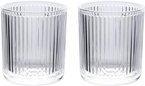 Glass Toothbrush Holder Cup | Crystal Clear Tumbler Makeup Brush Holder for Bedside Table, Bathroom, Vanity, 2Pack Crystal Glass with Gold Rims (2pcs clear)
