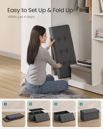 30 Inches Folding Storage Ottoman Bench, Load 660 lb - view 6