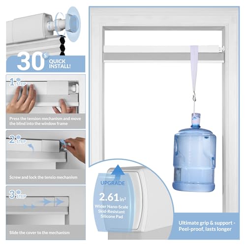 No Drill Blinds for Windows Blackout Cellular Shades Cordless No Tools Honeycomb Blinds Pull Down Easy Install for Home and Office, Beige - view 2