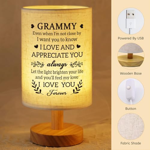 Grammy Gifts from Grandkids, Fabric Bedside Table Lamp Presents - view 4