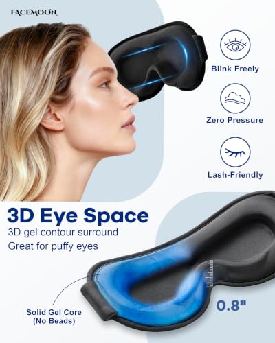 3D Cooling Gel Weighted Eye Mask for Sleeping, 100% Blackout Sleep Mask - view 4
