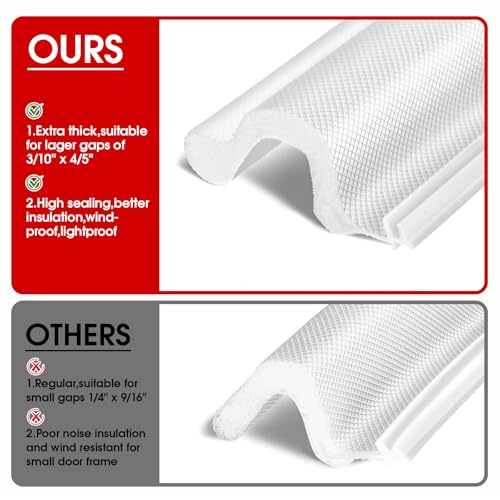 Extra Wide Kerf Door Weatherstripping for Door Frame Seal,New Upgrape V-Shaped Front Door Weather Stripping,Thicken Exterior Door Weatherstrip for Large Gap,White Soundproof Insulation Strip 26Ft - view 3