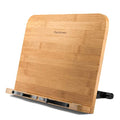 Bamboo Book Stand, Large Book Holder with 6 Adjustable Height, Foldable Cookbook Stand Desktop Document Holder for Kitchen & Office (13.4 x 9.3 Inch)