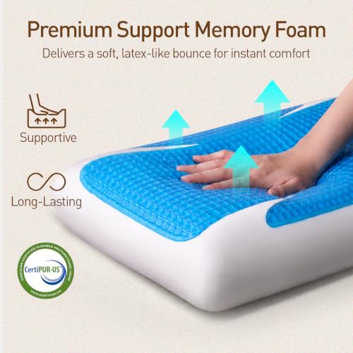 Cooling Gel Memory Foam Pillow for Hot Sleepers, Medium Loft Standard Size - view 4