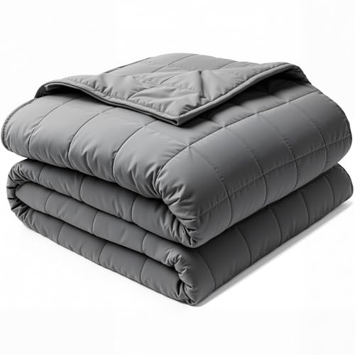 Weighted Blanket(15lbs 60''X80''), Soft and Cozy, Designed with Standard Grid Stitching, Suitable for Use Whilst Resting on a Sofa or Bed,Grey