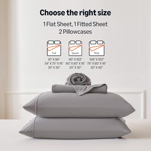 Jersey Knit 4-Piece Sheet Set, Wrinkle Free and Easy Fit, Includes 16" Deep Pocket Fitted Sheet, 1 Flat Sheet and 2 Pillowcases, Queen, Gray - view 5