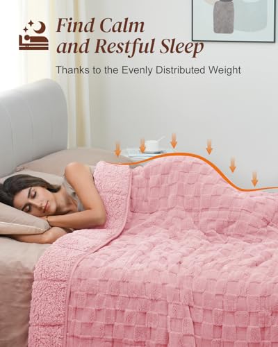 15lbs Weighted Blanket for Adults, Checkered Fleece & Sherpa, 60"x80" - view 2