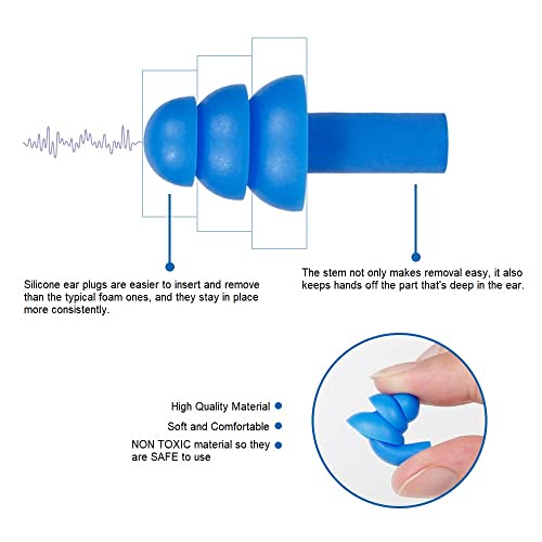 10 Pair Soft Silicone Reusable Washable Ear Plugs for Sleeping Swimming Noise Hearing Protection Earplugs Music Concerts Construction Shooting Hunting Motor Sports - view 3