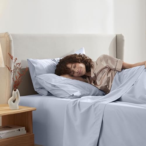 Queen Sheet Set - Bed Sheets - Ice Blue - 4-Piece Deep Pocket - view 6