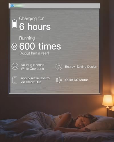 Motorized Roller Shade, Blackout Smart Window Blind with Remote - view 3