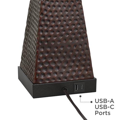 Niklas 26" Tall Table Lamp USB Bronze Brown Hammered Industrial - view 5