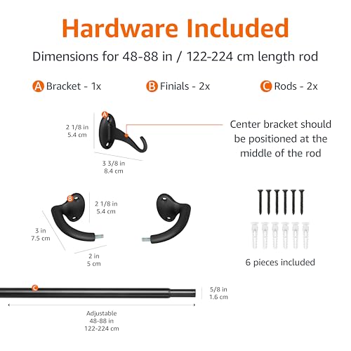 Room Darkening Blackout Curtain Rod for Bedroom and Living Room, Curved, Wraps Around, Blocks Light, for Heavy Curtains, 48" to 88", Black - view 3